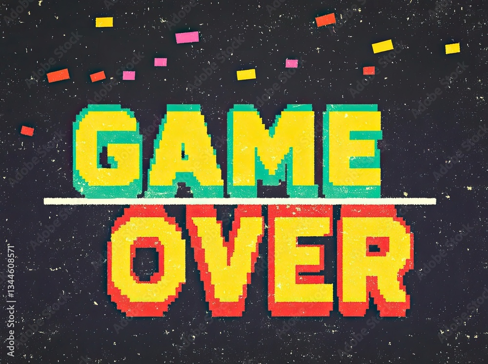 Fototapete retro pixel game font collection, showcasing 90s gaming text and 8-bit computer graphic letters. per