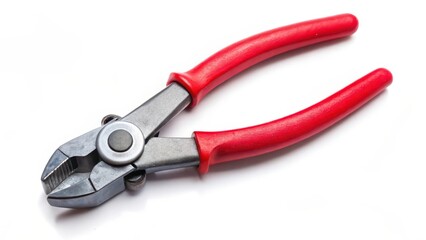 Red-handled Diagonal Cutting Pliers on White Background