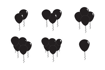 Balloon thin line icon set. Balloons decoration for event, party, festival, birthday, anniversary, celebration, carnival. Rubber balloons in round and heart shapes. Vector illustration © studio's line