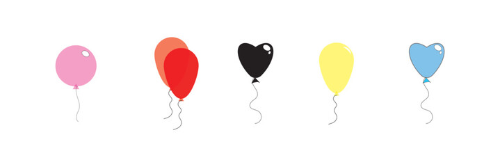Balloons in cartoon flat style. Bunch of balloons. Colored balloons in simple style. © studio's line