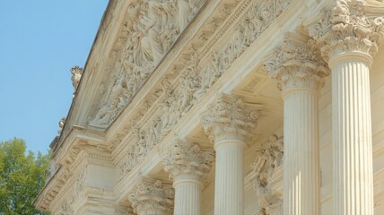 Obraz premium White Stone Facade with Intricate Classical Carvings