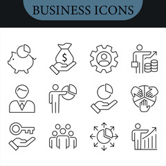 Employee Stock Ownership Plan Line Editable Icons set. Vector icons set. Vector illustration in modern thin line style of business related icons: company, shares, benefits and pension savings.Isolated