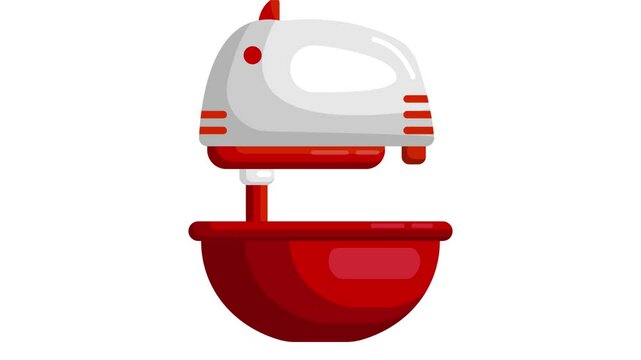 Electric Egg Beater Machine Mixer animation, Cream Blender Tool dough maker animated video, Bakery and Baked Goods Clip, Culinary and Kitchen diy footage, Recipe development motion graphics