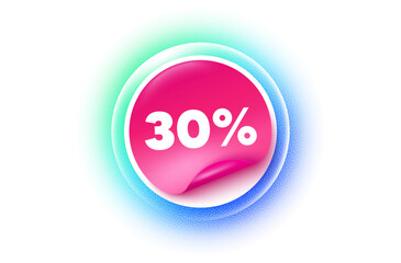Discount sticker blue gradient. Paper offer price tag. 30 percent off sale tag. Discount offer price sign. Special offer symbol. Sticker label. Grain dots effect. Vector