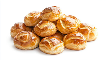 Pile of breads and pastries isolated on a white background