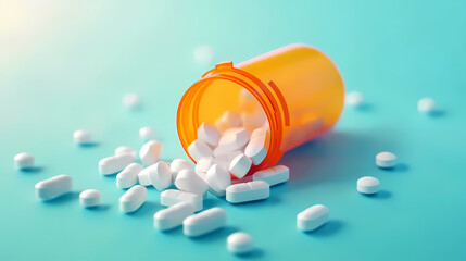 Orange Medicine Bottle with White Pills