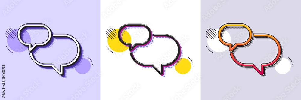 Poster chat comment line icon. halftone dotted pattern. gradient icon with grain shadow. speech bubble sign