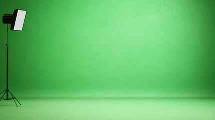 Green Screen Studio Setup Softbox Light on Backdrop, Chroma Key,Studio ,Backdrop
