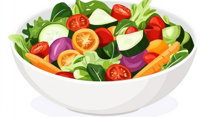 Fresh Salad Bowl Art with Vegetables, Tomatoes and Greens, HealthyFood ,Vegan