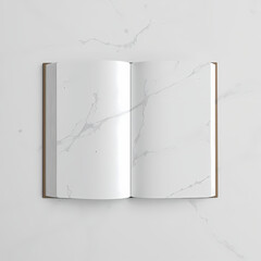 Open Book on Marble Blank Pages Minimalist