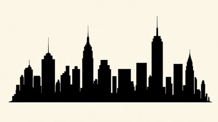Fototapeta premium Cityscape Silhouette Urban Skyline in Black, skyline ,buildings