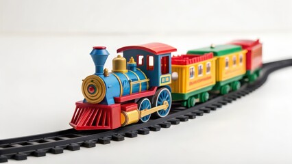 Naklejka premium Colorful Toy Train on White Background