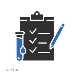 lab blood test, clinical analysis result icon, medicine report, hiv check, flat vector illustration