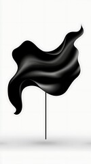 Fototapeta premium Black Fabric Flag with Abstract Wave.