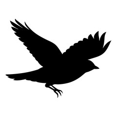 Obraz premium Eagle silhouette vector illustration flying with wings spread in black design, symbolizing wildlife and nature