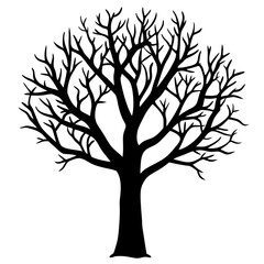 Obraz premium Silhouette of a tree with leaves in a vector style representing nature and the changing seasons