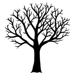 Obraz premium Silhouette of a tree with leaves in a vector style representing nature and the changing seasons