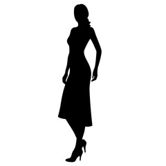 Silhouette of a woman in a dress dancing with elegant pose