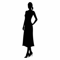 Silhouette of a woman in a dress dancing with elegant pose