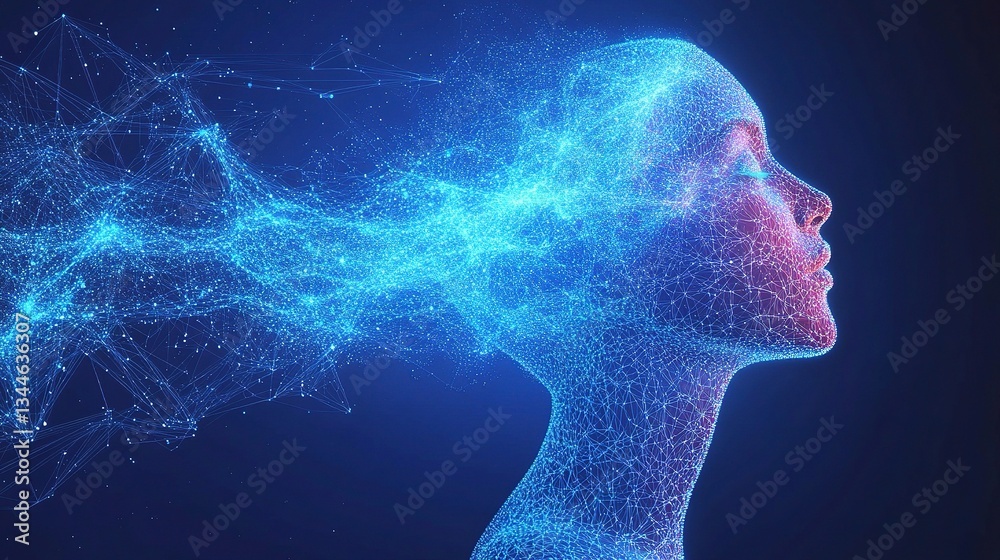 Poster digital grid background with connecting elements and abstract design