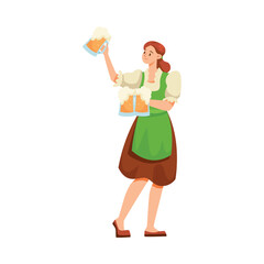 Woman Character with Mug at Beer Festival Vector Illustration