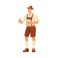 Man Character with Mug at Beer Festival Vector Illustration