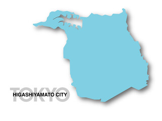 東京都東大和市の地図_影付