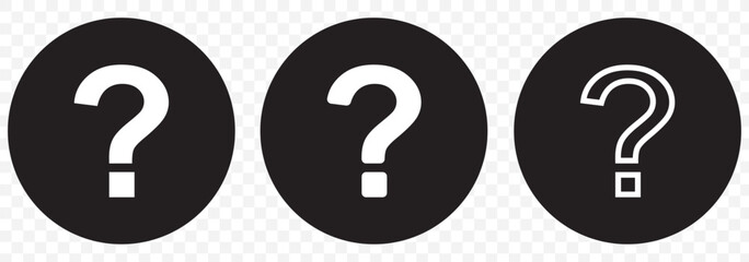 question mark vector icon . isolated transparent . black outline and filled version. Question mark icon. Question mark simple black style symbol sign for apps and website, vector illustration. EPS 10.