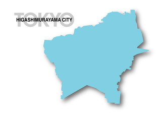 東京都東村山市の地図_影付