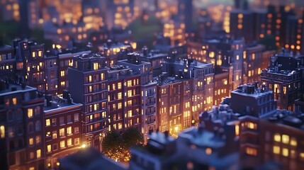 Fototapeta premium The glowing high rise watches over a restless electrified city image