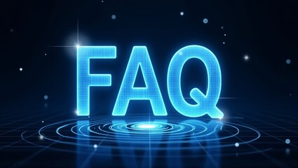 Futuristic faq text illustration with holographic effect