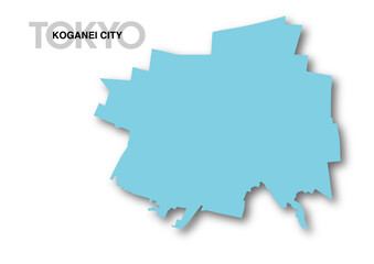 東京都小金井市の地図_影付