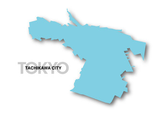 東京都立川市の地図_影付