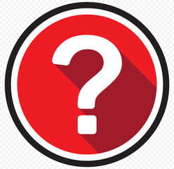 Question mark flat design icon with long shadow vector.  EPS 10.