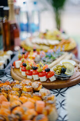 Delicacies and snacks at the buffet or banquet. Catering.