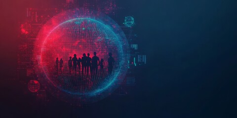 Obraz premium Faceless Professionals Around the Globe in Digital Network Concept