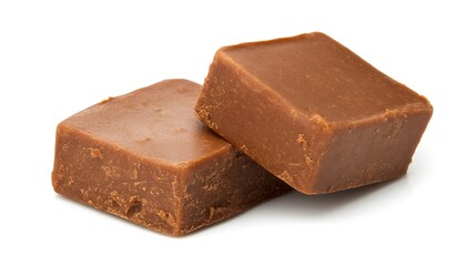 Two fudges stacked on white background. For dessert