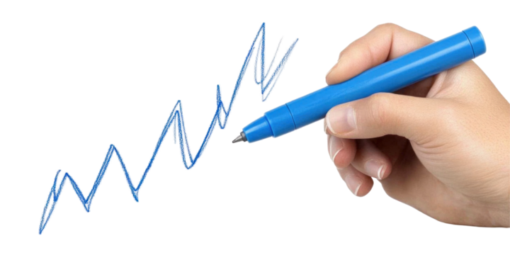 Hand drawing a upward graph