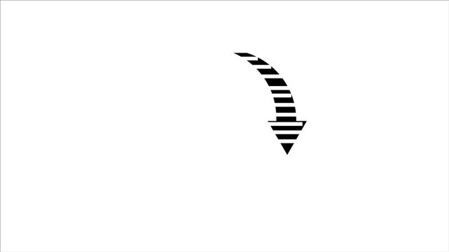 Abstract glowing,business graph down arrow animation on white background.4k