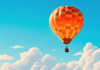 Fototapeta premium Colorful hot air balloon soaring through a bright blue sky