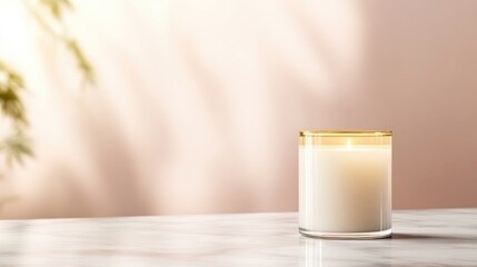 Elegant candle on marble