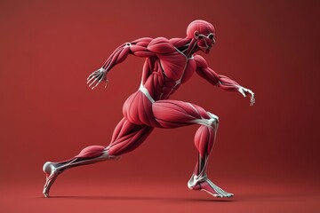 Obraz premium Dynamic human anatomy model demonstrating muscle structure and movement in action