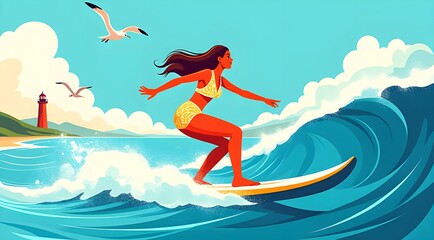 A heroic posture that follows the waves