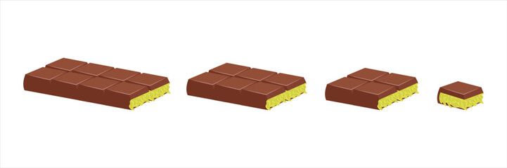 Chocolate pieces with pistachio nuts. Sweet dessert concept, perfect for confectionery design.