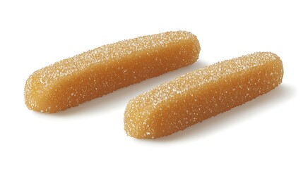 Two sugary candies on white, treats background