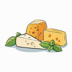 Variety of sketches cheese, Delicious fresh cheese variet cheese making various types of cheese set of vector sketches mozzarella cheese Isolated vector illustration