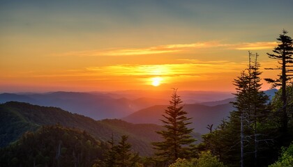 Naklejka premium sunset over the mountains
