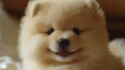 Obraz premium Adorable Pom Puppy Face Close-up.
