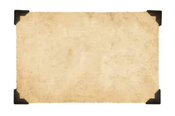 Old Blank Photo Paper with Corners Isolated on White and Png Transparent Background, Grungy Cardboard