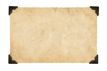 Old Blank Photo Paper with Corners Isolated on White and Png Transparent Background, Grungy Cardboard